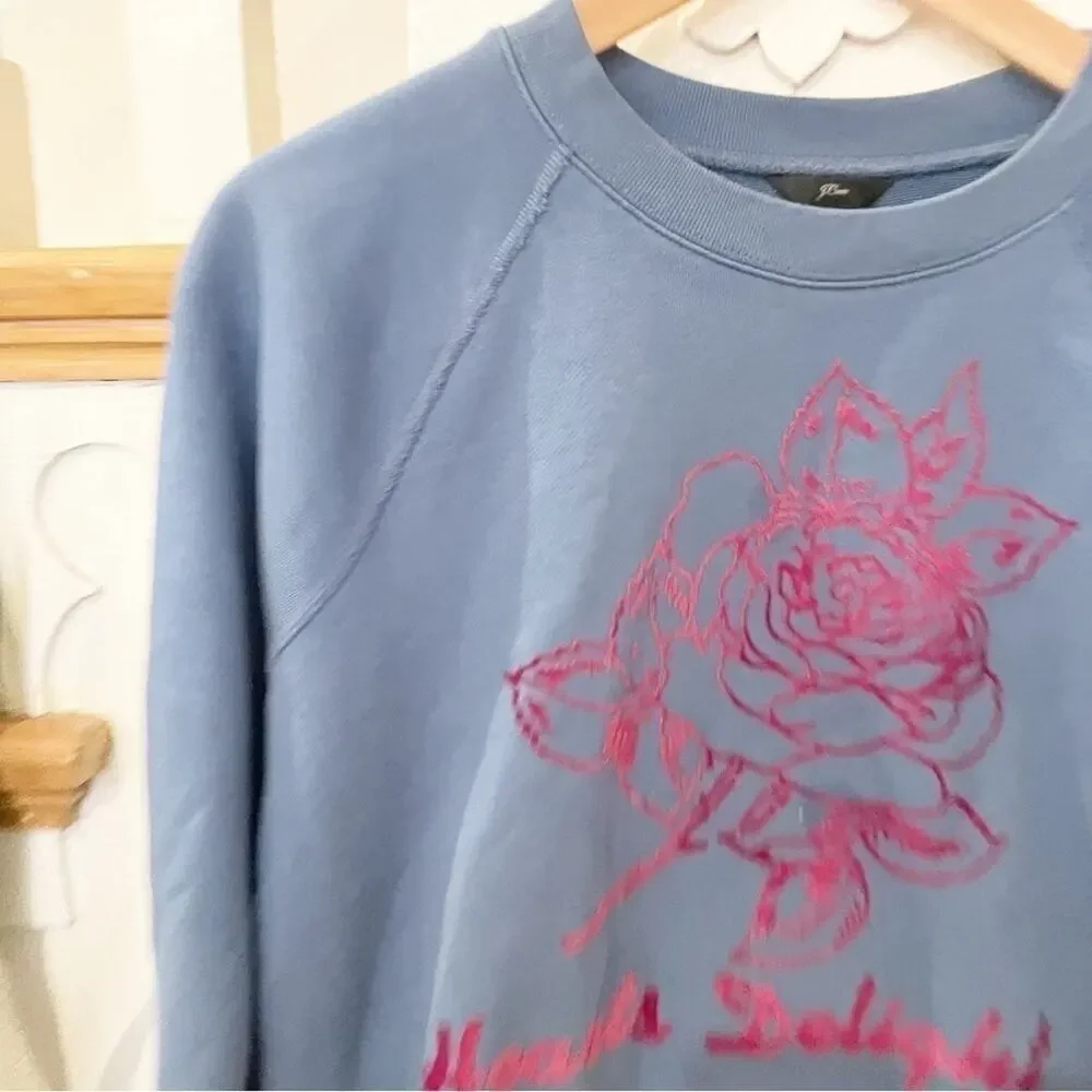J.Crew Blue Long Sleeve Crewneck Cotton 